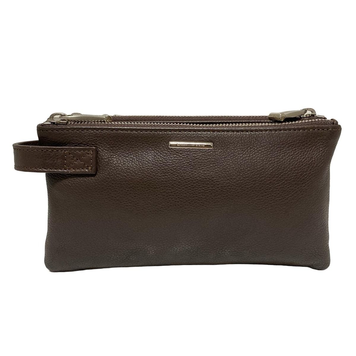 ZEGNA Ermenegildo Zegna ゼニア エルメネジルド ゼニア クラッチバッグ - ダークブラウン レザー