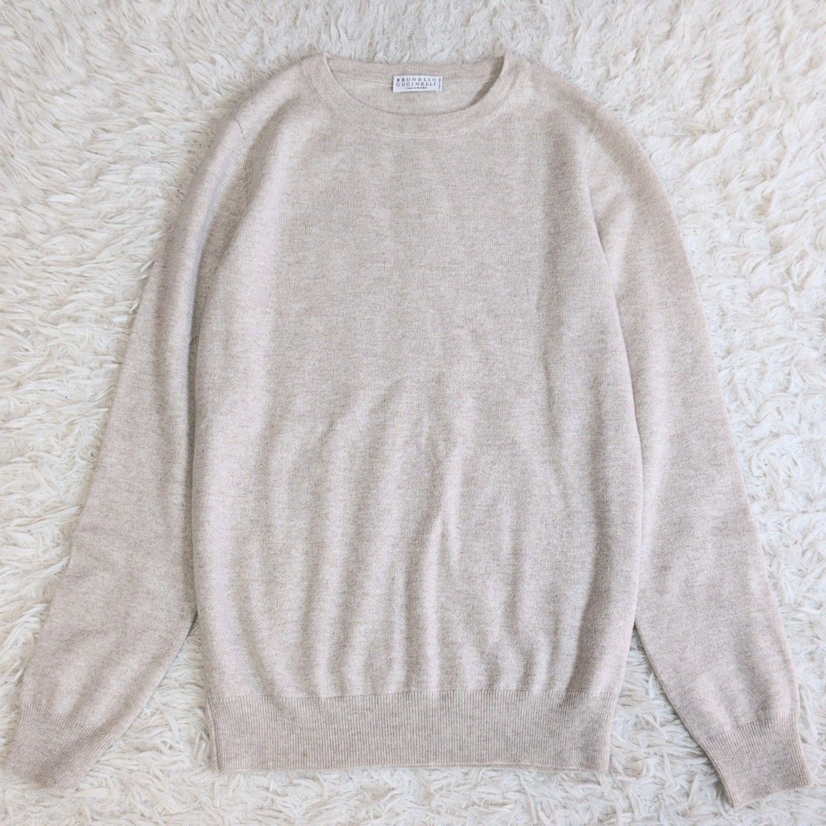 ブルネロクチネリ BRUNELLO CUCINELLI モニーレ装飾 カシミヤ ニット プルオーバー S ベージュ系 クルーネック
