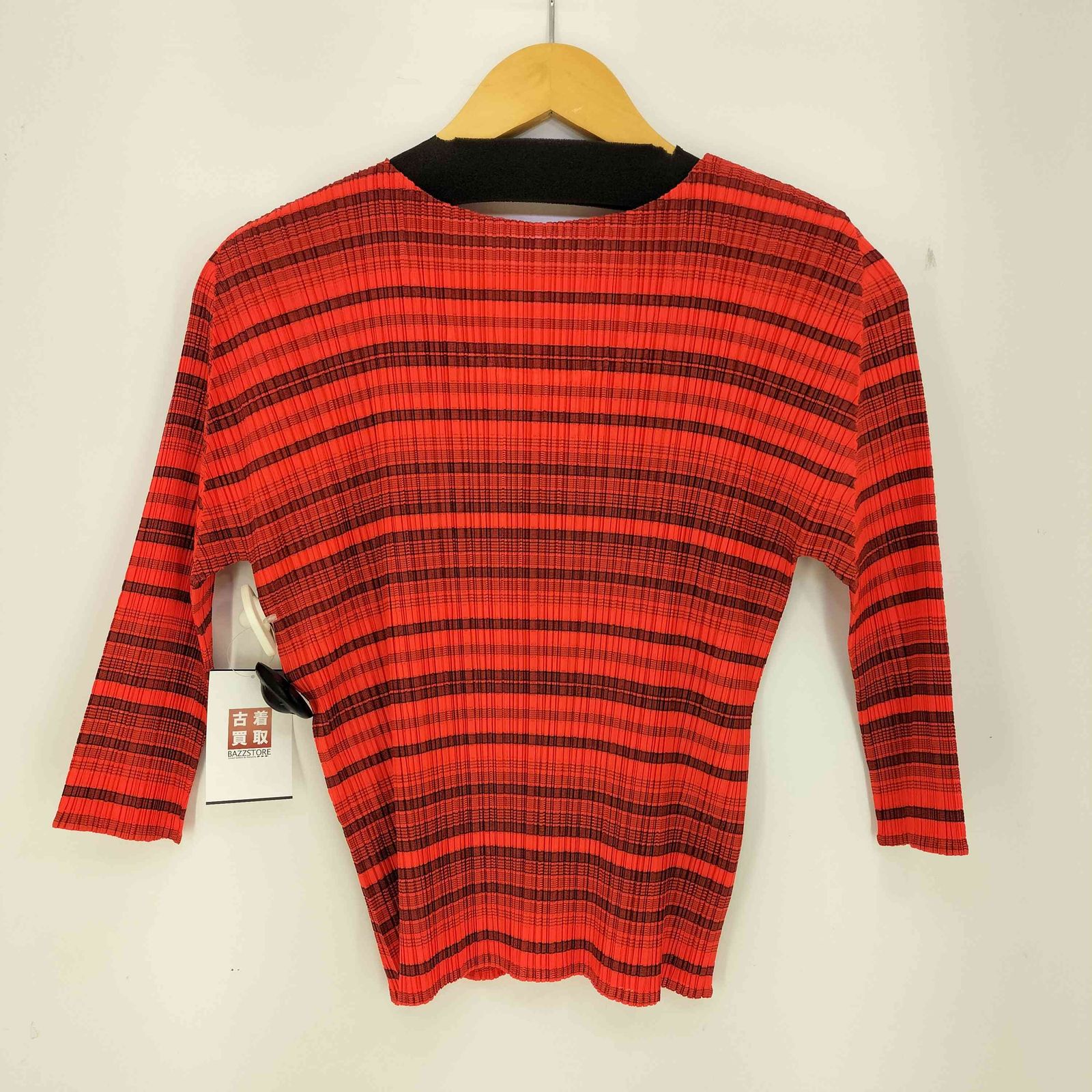 プリーツプリーズイッセイミヤケ PLEATS PLEASE ISSEY MIYAKE 08 ss 七分袖ボーダープリーツカットソー レディース JPN 3