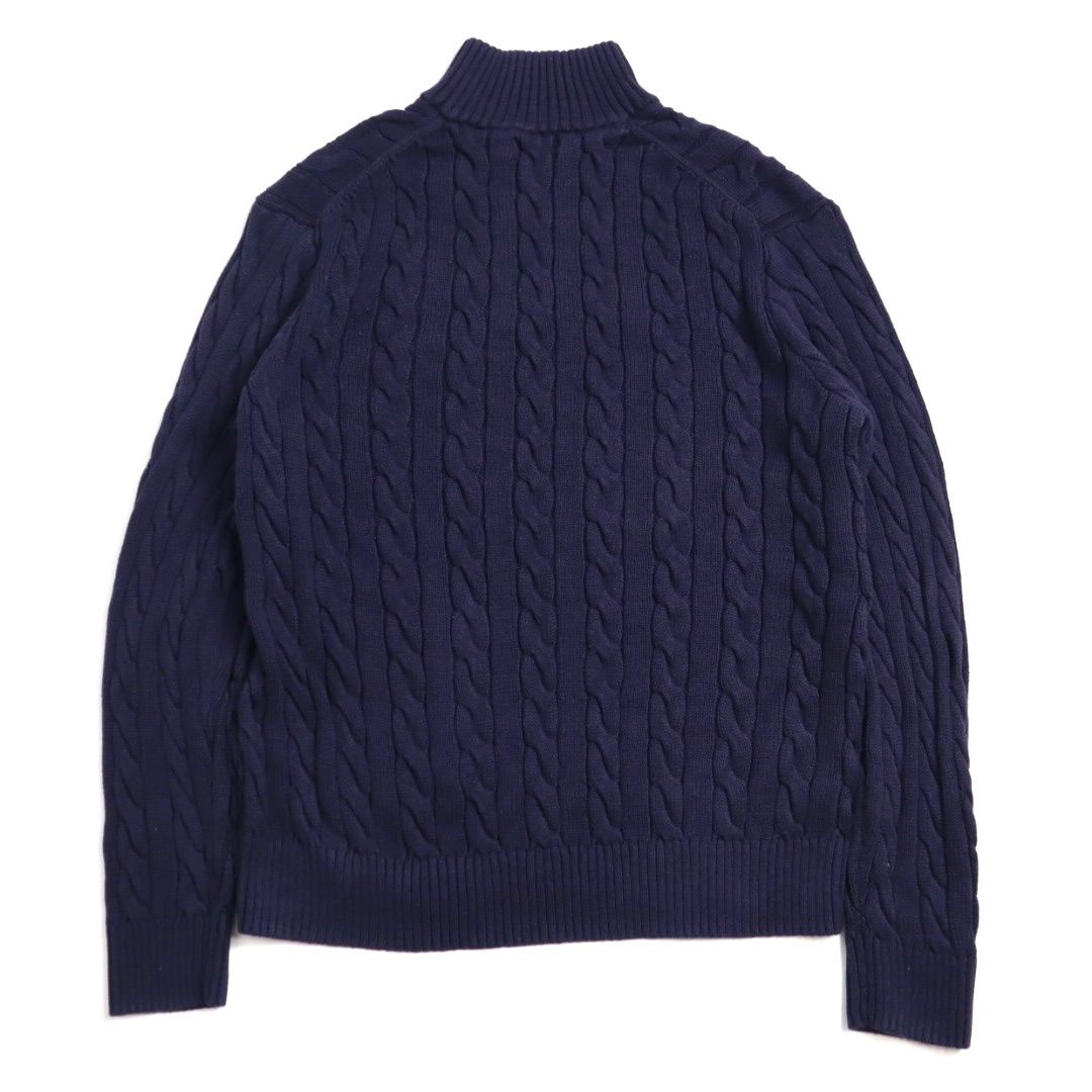 POLO RALPH LAUREN ポロラルフローレン コットン ケーブルニット ハーフジップ ニット セーター ポニー刺繍 ロゴ 現行タグ XL ネイビー