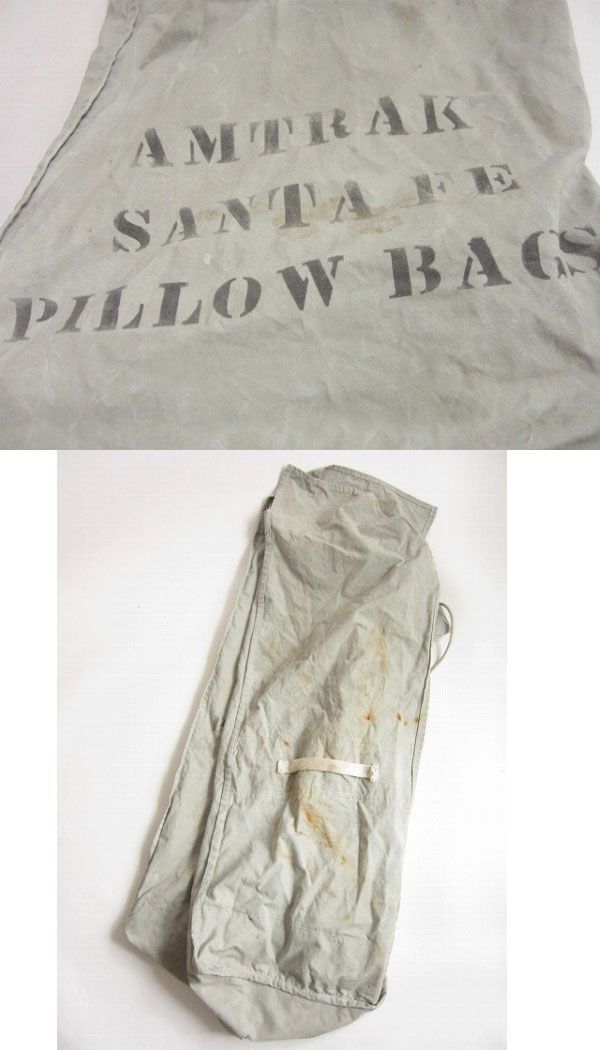 ビンテージ AMTRAK ステンシル キャンバス ピローバッグ リメイク生地取りに D 118-61-0012 ZV