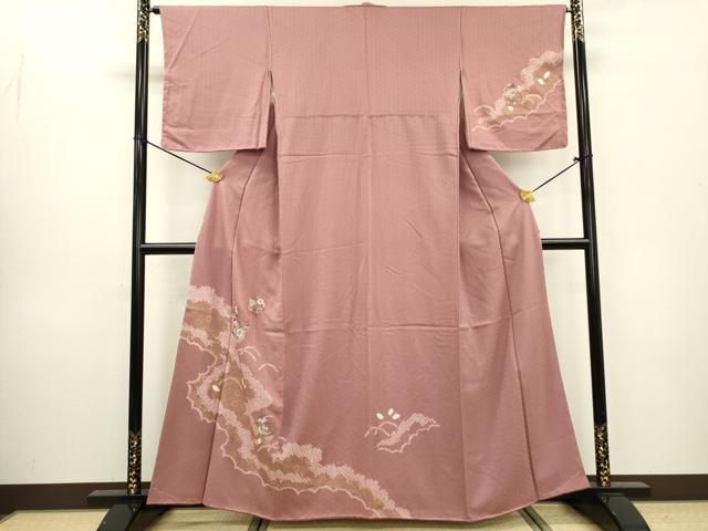 平和屋着物▽訪問着 絞り 刺繍 花丸文 金彩 三越扱い 逸品 未使用