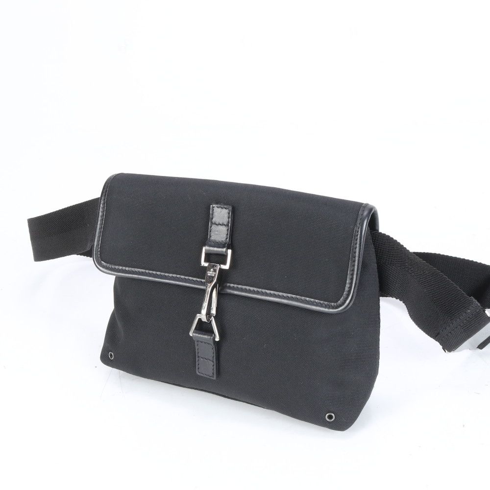 グッチ コントロールカード付 92543 レザー キャンバス ウエスト バッグ ウエストポーチ ブラック 黒 メンズ RCM CY3-7