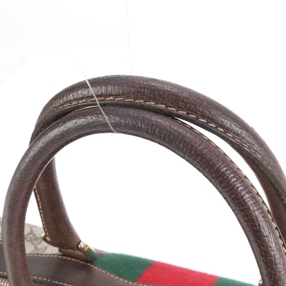 グッチ GGスプリーム シェリー ライン レザー ボストン バッグ 出張 旅行 トート 本革 ブラウン A4 レディース ECM CX39-1