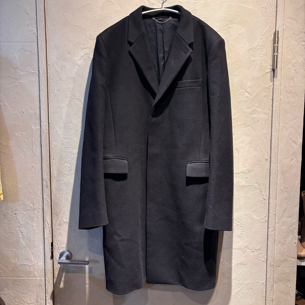 HELMUT LANG ヘルムートラング WOOL CHESTER COAT チェスターコート 119376 ブラック size L 代官山A11