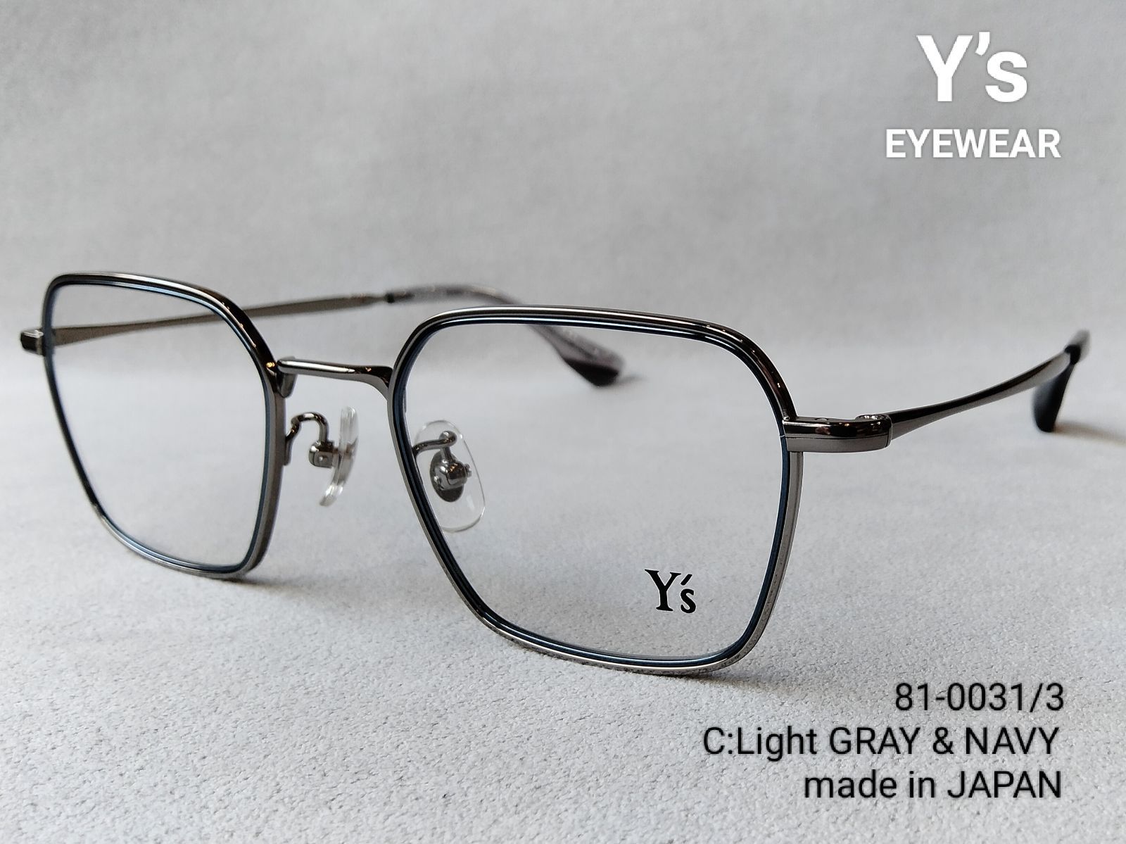 Y’s ワイズ EYEWEAR 81-0031-3 Light GRAY & NAVY made in JAPAN YOHJI YAMAMOTO ヨウジヤマモト