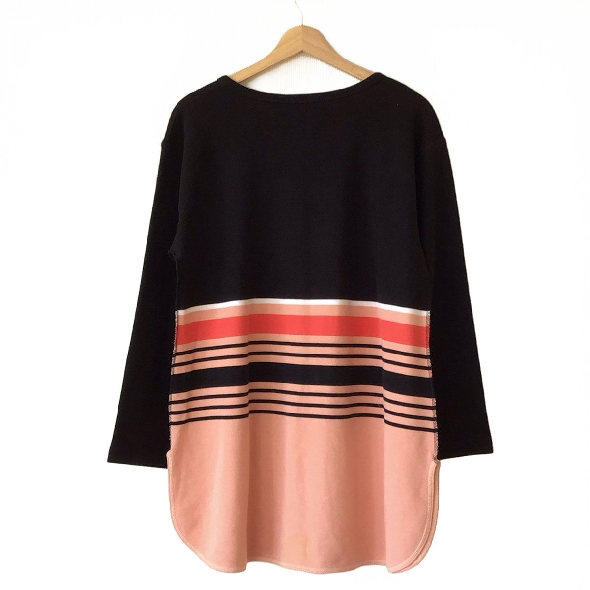 SONIARYKIEL ソニアリキエル ワンピース サイズM レディース - 黒×ピンク×マルチ クルーネック 長袖 ひざ丈 ボーダー