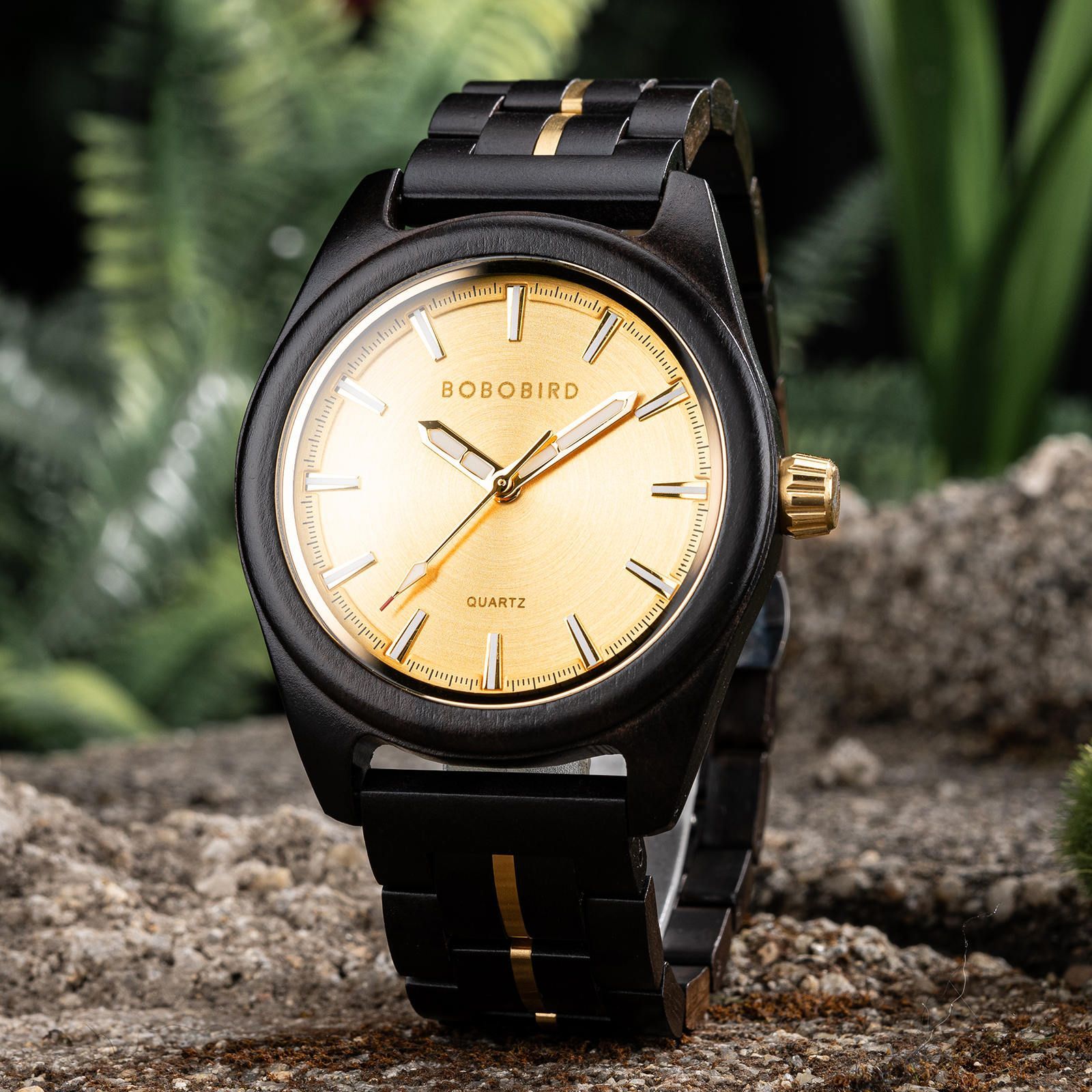 木製腕時計 ウッドウォッチ メンズ 40代 50代 クォーツ ブラック ブルー ゴールド ボボバード BOBO BIRD GT 164