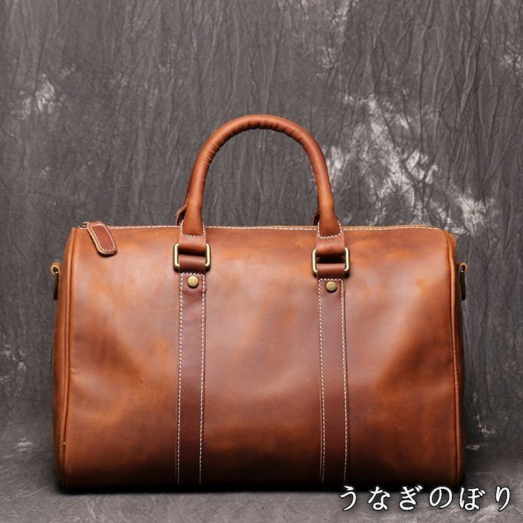 旅行バッグ ボストンバッグ 本革 メンズバッグ 大容量 レザー 機内持ち込み 自立 牛革 旅行鞄 ゴルフバッグ 出張 ブラウンC251105