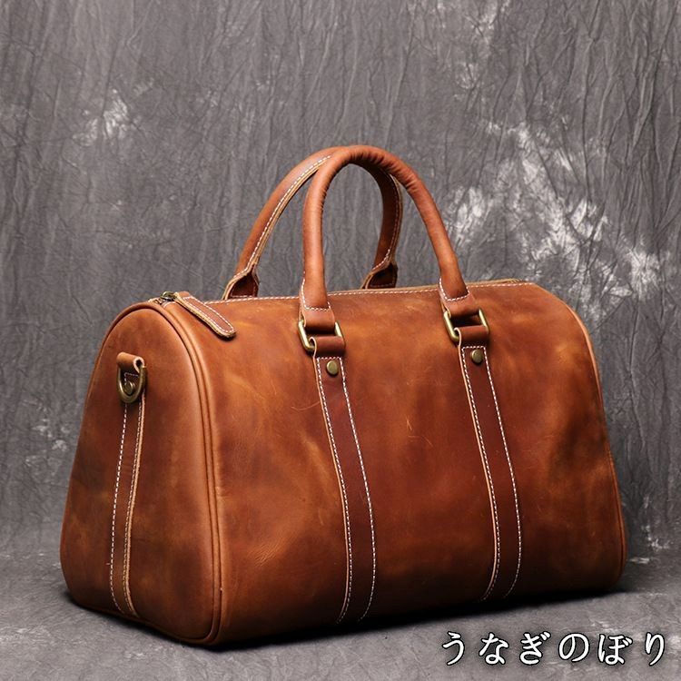 旅行バッグ ボストンバッグ 本革 メンズバッグ 大容量 レザー 機内持ち込み 自立 牛革 旅行鞄 ゴルフバッグ 出張 ブラウンC251105
