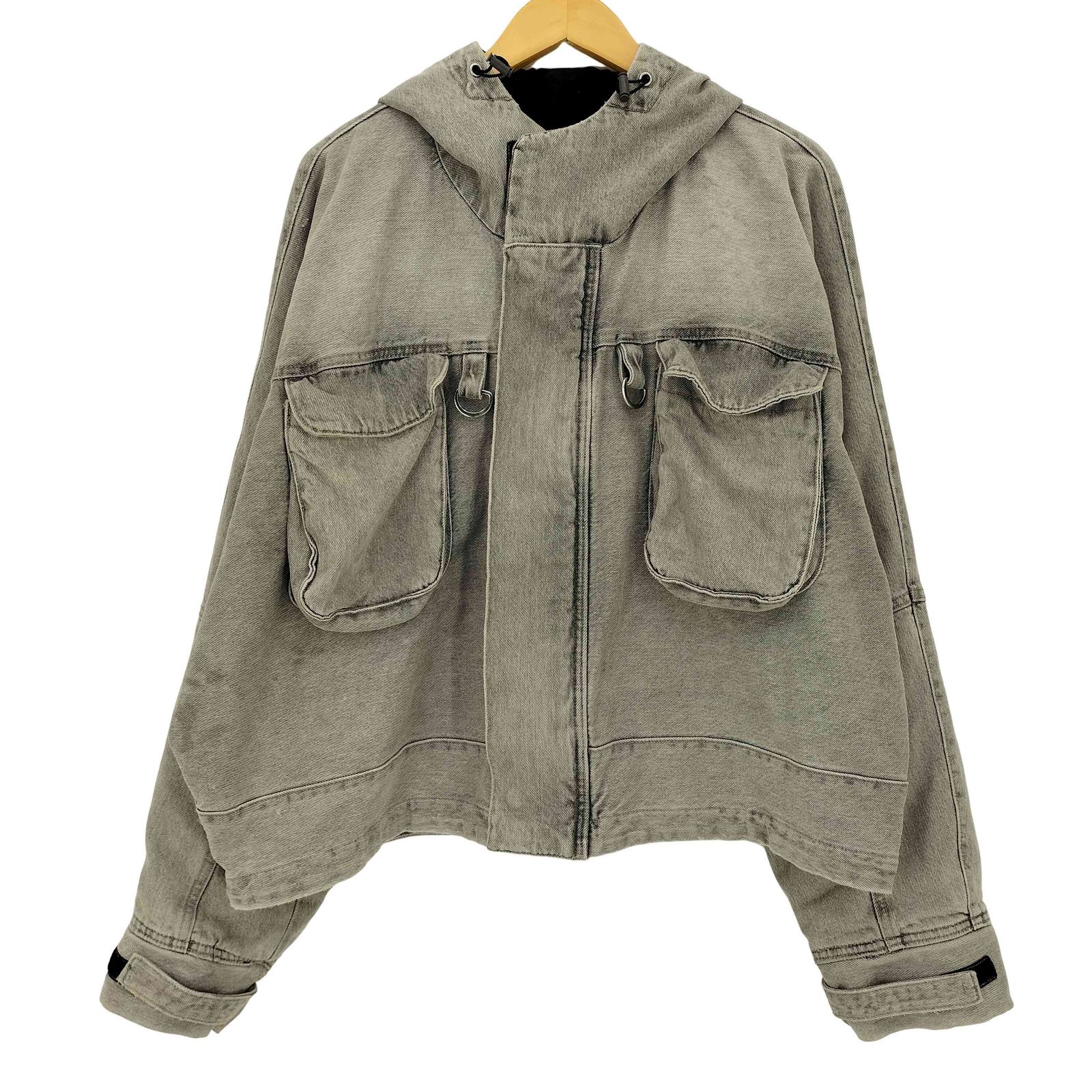ザラ ZARA 23aw 短丈 フード付き デニムジャケット ボックスシルエット 