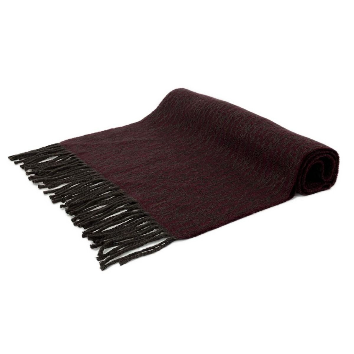 FENDI フェンディ マフラー - ボルドー×ダークグレー ウール