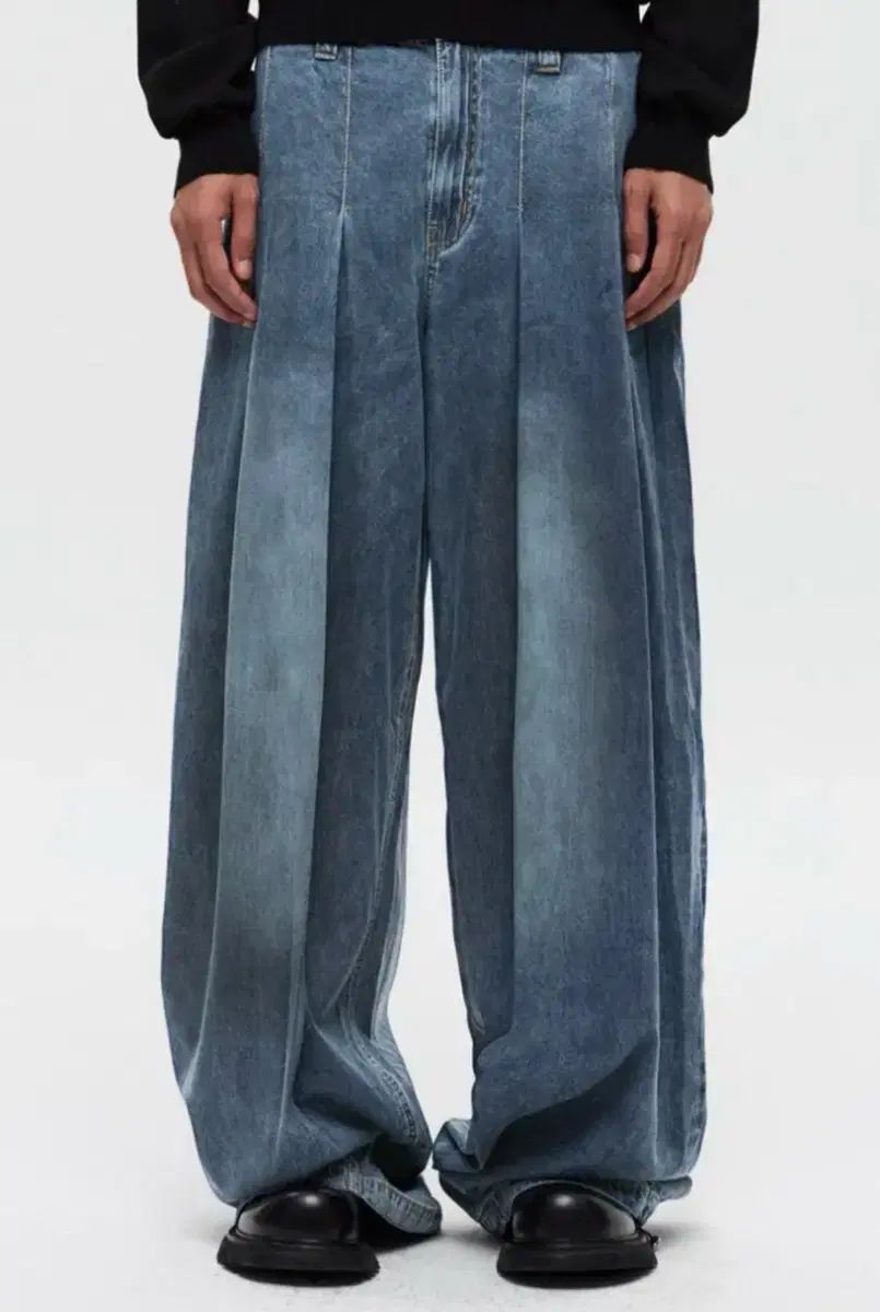 DNSR ディアンサー ミュルティプリプリーツ デニム ブルー L