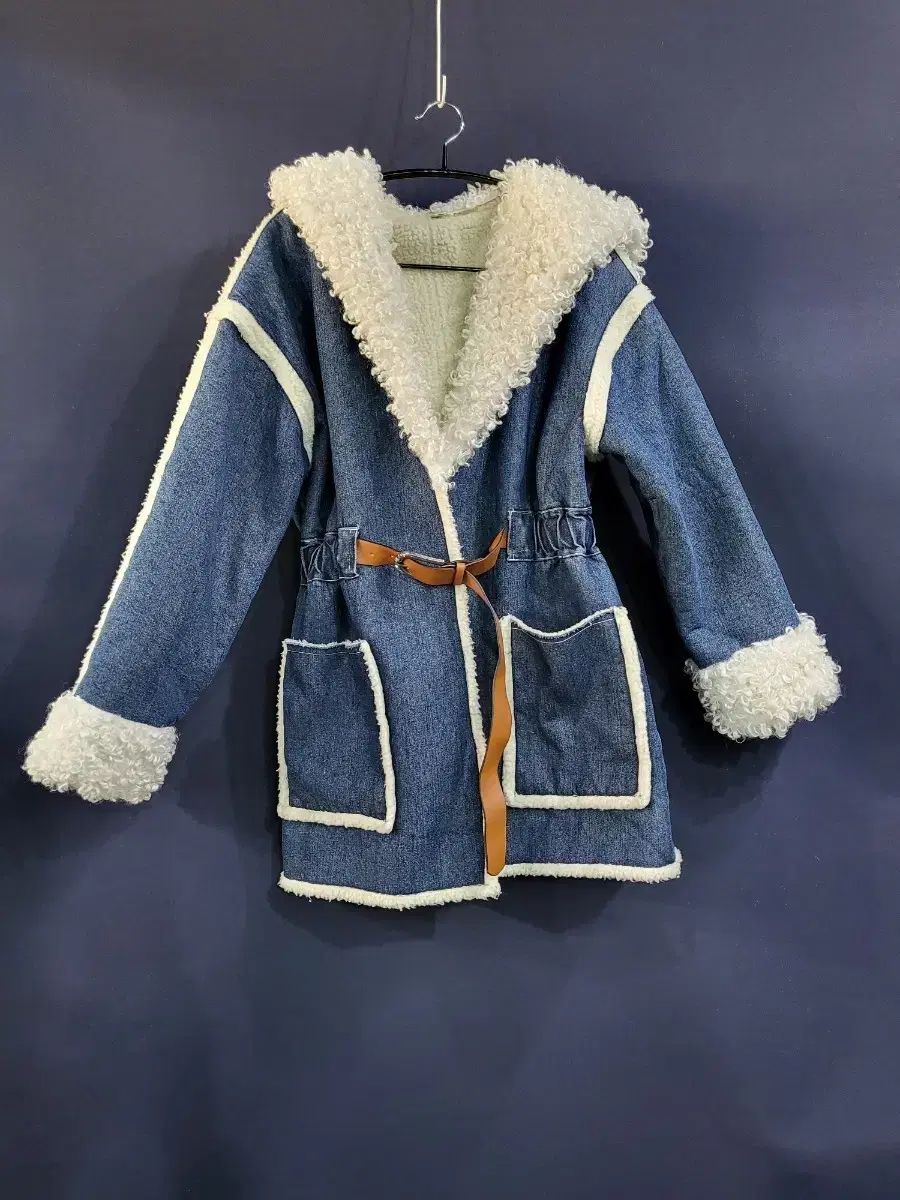 デニム フード シープスキン ジャケット