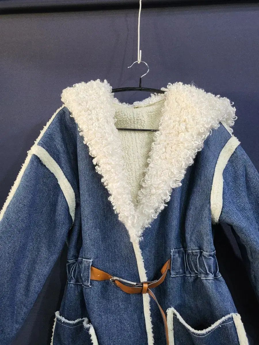デニム フード シープスキン ジャケット