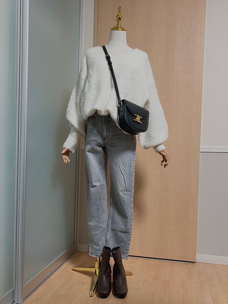 ほぼ upper hights THE STELLA スキニーボーイフレンドデニム グレー 3326