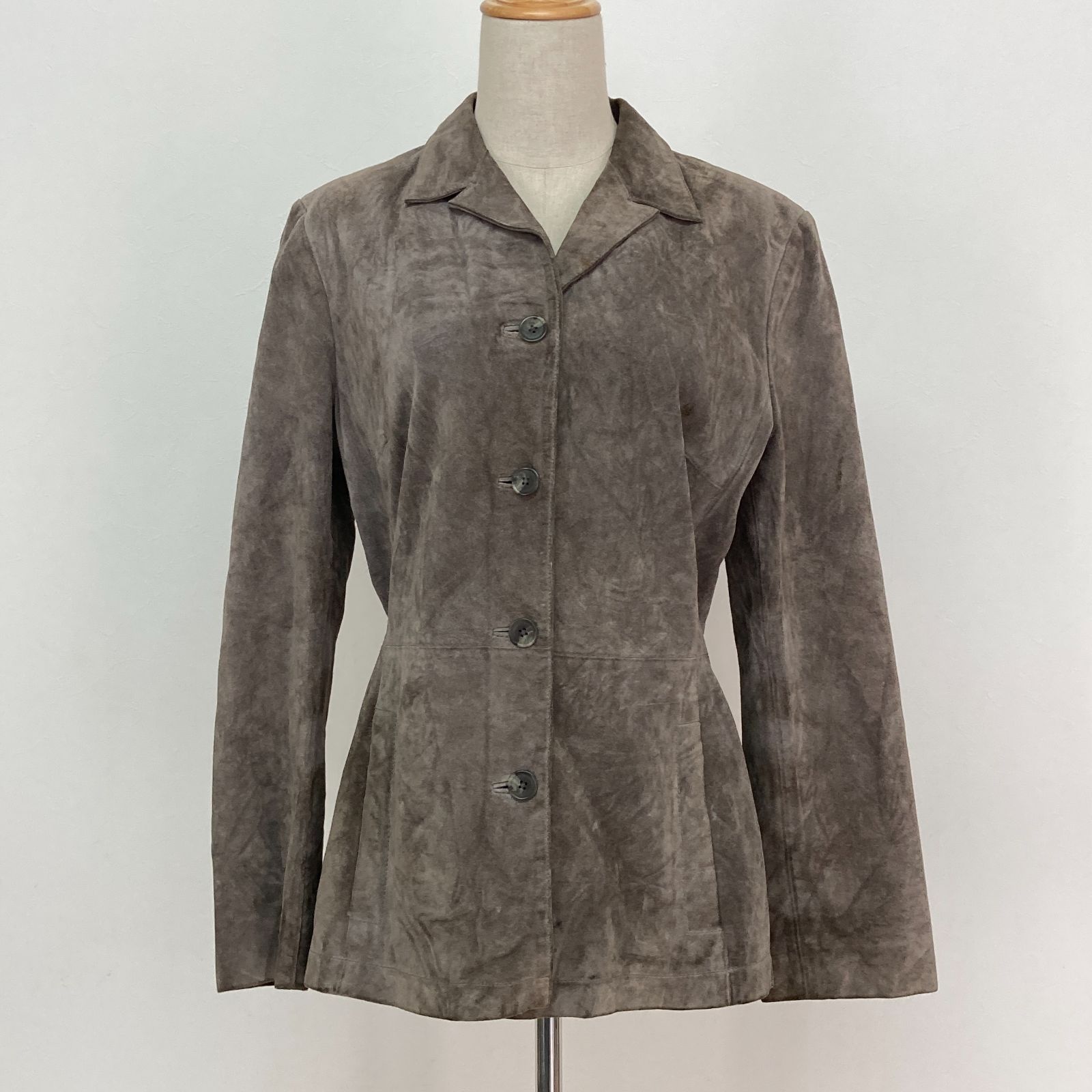 GAP ギャップ 本革 スウェードレザージャケット アウター レディース Mサイズ グレー系