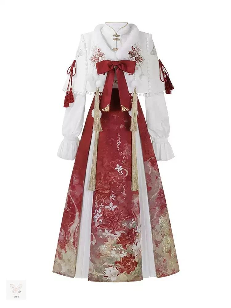 新中式セット 肩マント - スカート 改良漢要素 秋物 レトロ 上品 フォーマル 大人 秋の風情を纏う新たな雅 伝統と現代が織りなす優美な装い