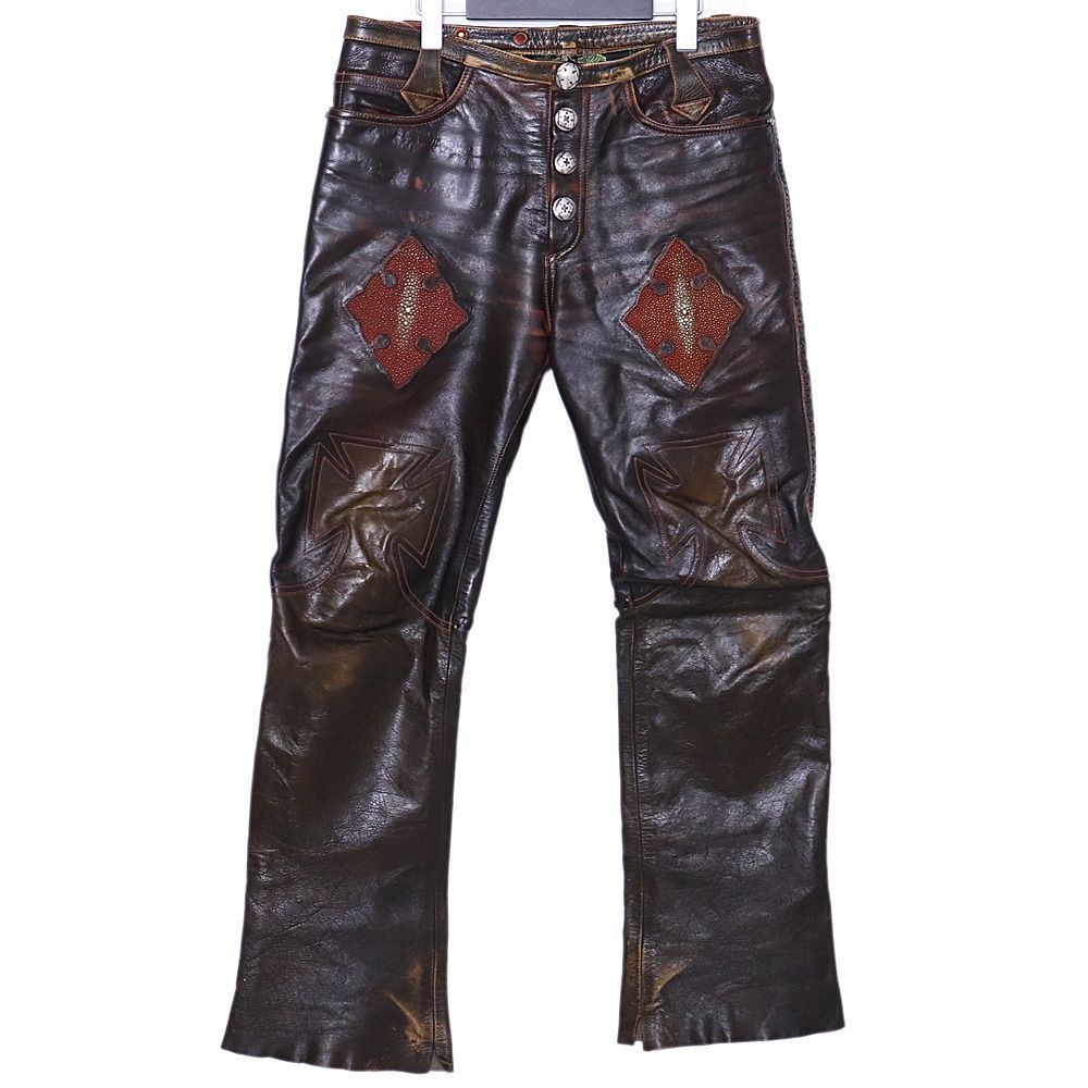 SKKIN フ ニーレザーパンツ Lサイズ ブラウン