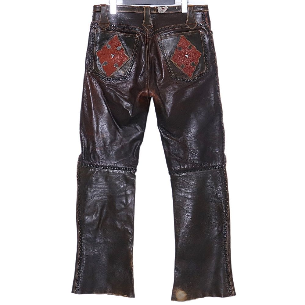 SKKIN フ ニーレザーパンツ Lサイズ ブラウン