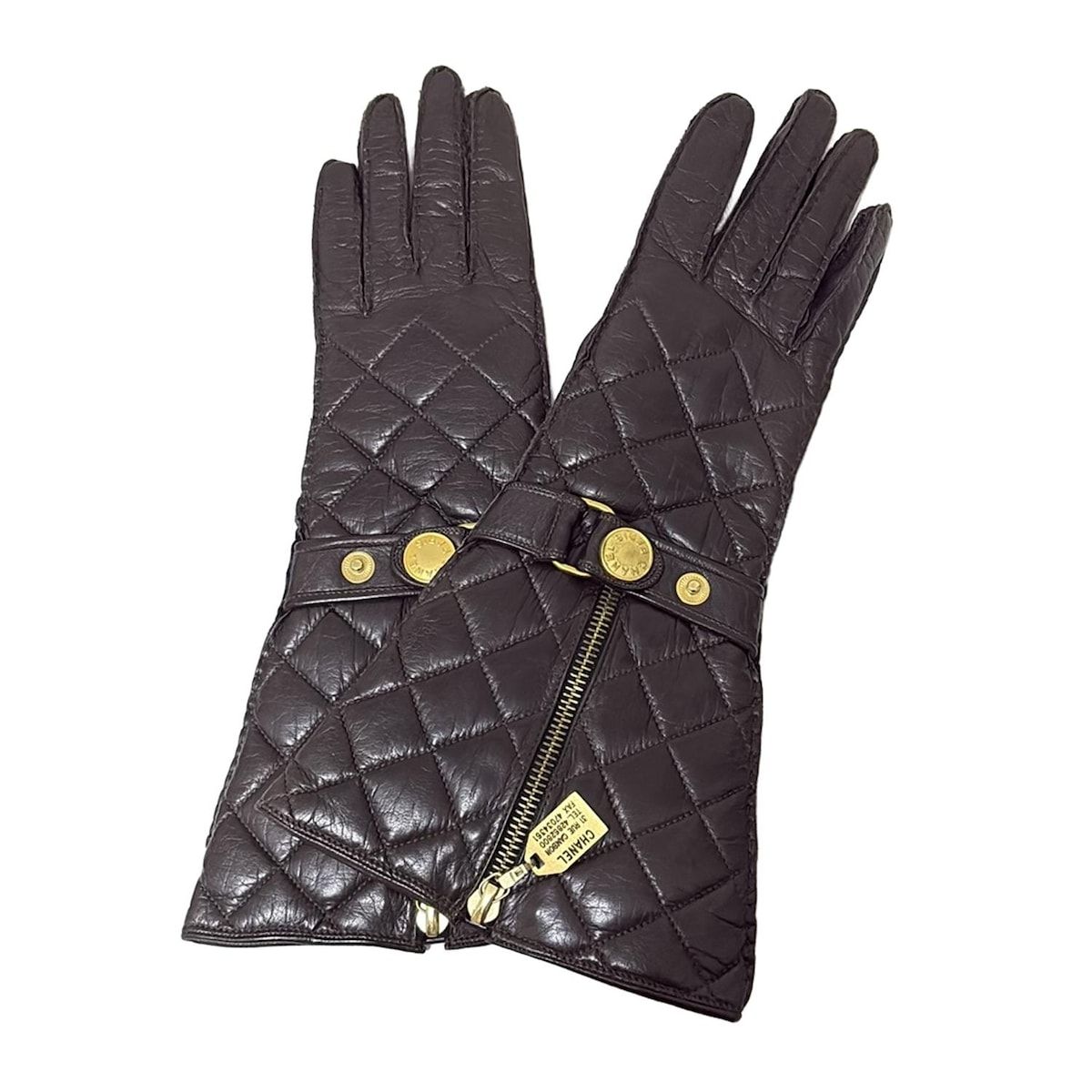 CHANEL シャネル 手袋 レディース - ダークブラウン 31 RUE CAMBON ゴールド金具 ヴィンテージ品 ラムスキン