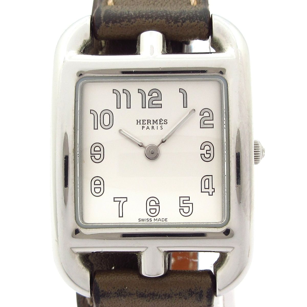 HERMES エルメス 腕時計 ケープコッド ドゥブルトゥール CC1.210a レディース SS 革ベルト X刻印 シルバー
