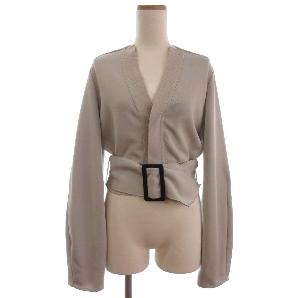 トーガ プルラ TOGA PULLA ベルト付き ショートカーディガン Vネック ライトベージュ 38 M位