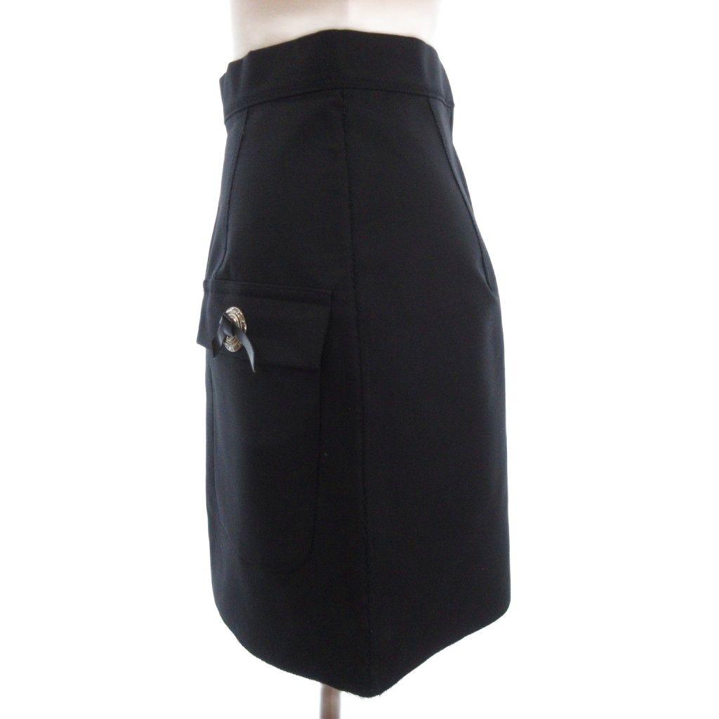 トーガ プルラ TOGA PULLA ダブルポケット ミニスカート TP61-FG226 ウール 合皮 黒 ブラック 34 XS位