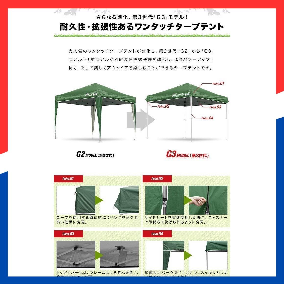 数量 ウォールタイプ 横幕 スチール製 アルミ製共通 サイドシート ライトベージュ タープテント 3.0m FIELDOOR 2枚