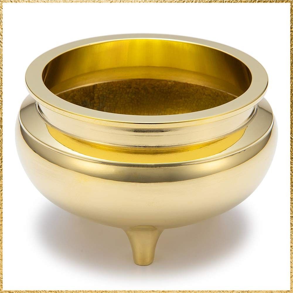 彡 でお届け 彡Size 4寸 仏壇屋 滝田商店 仏具 香炉 机上香炉 磨き 4寸 胴径12cm×高さ7.3cm 仏壇用の前香炉 真鍮製 線香立て 証明書付