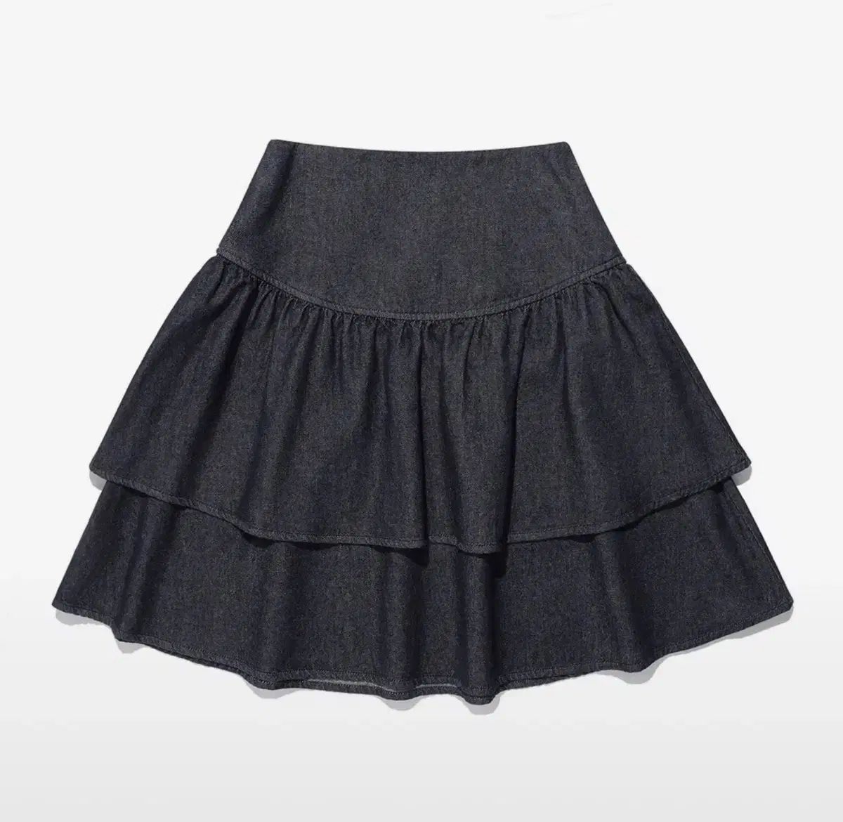 LOWRISE SHIRRING DENIM SKIRT_INDIGO