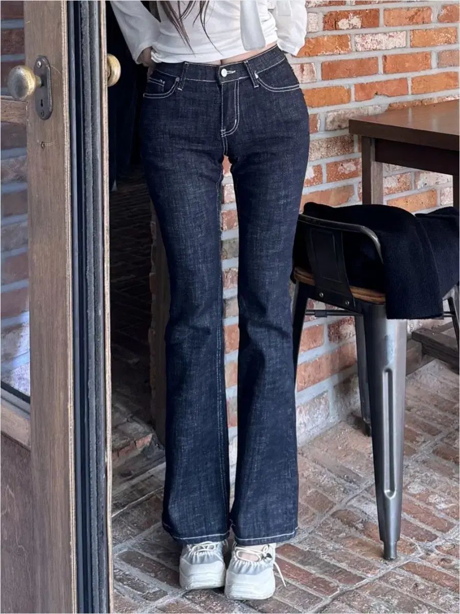 カインダミ 骨盤ボリュームアップ 生デニム 起毛 ブーツカット デニム パンツ 骨盤パッド デニム