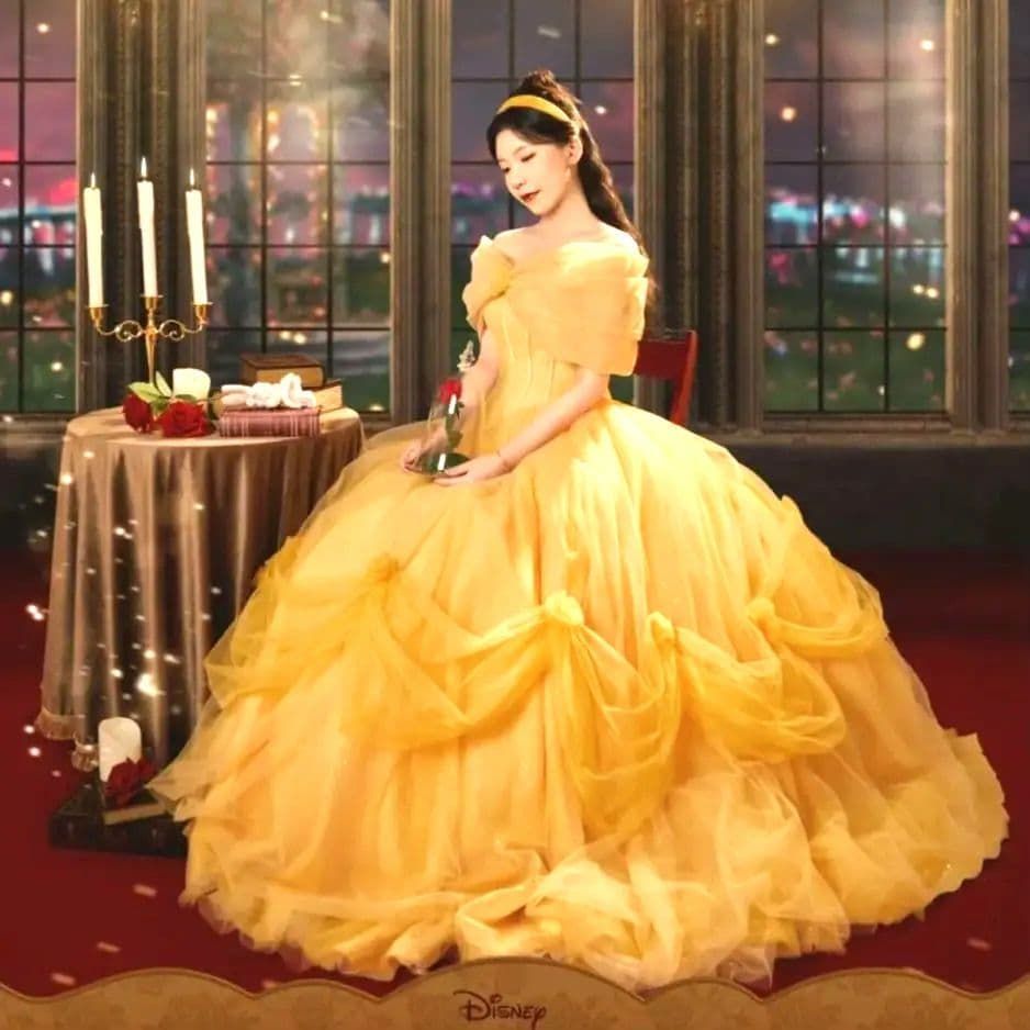 おとぎ話の姫のように輝く キレイめイエロープリンセスドレス