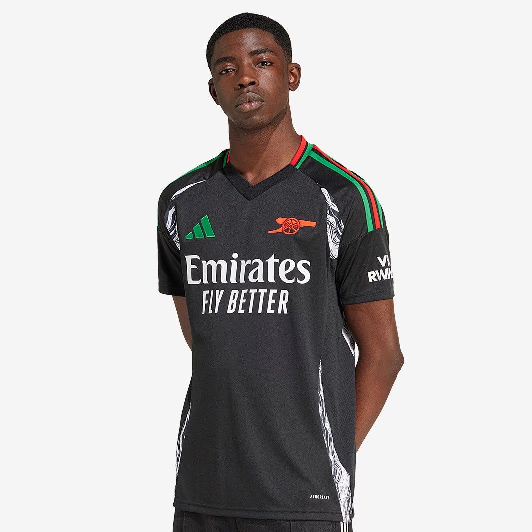 アディダス アーセナル 2025 2025 アウェイ シャツ ジャージ サッカー 黒 ブラック 赤 レッド 緑 グリーン 公式モデル 日本未発売