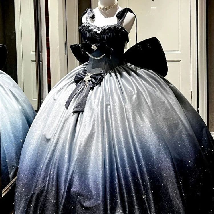  夜空のグラデーションが美しいゴシックプリンセスロングドレス カラードレス ドレス ブライダル