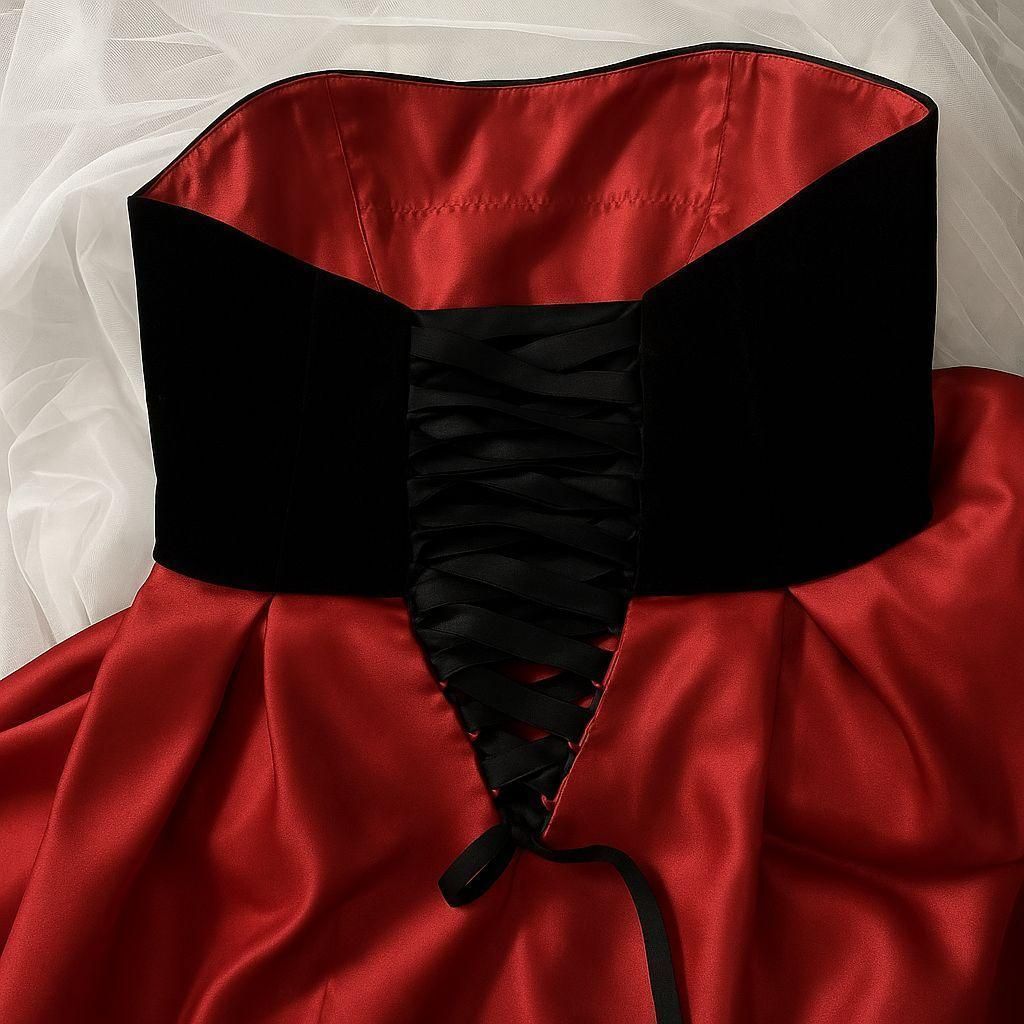 大胆ウエストリボンの レッドドレス パーティー 前撮り 他 あり