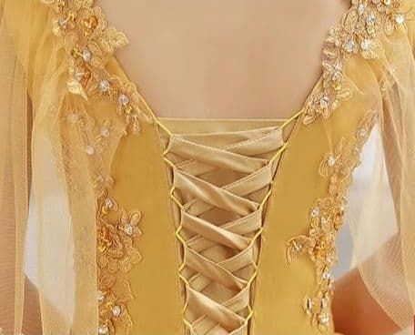 レースケープイエロードレス エレガントフラワー刺繍