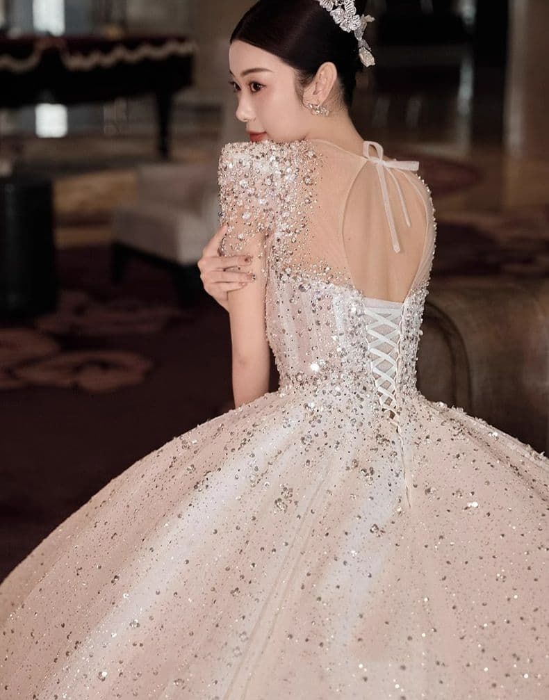 光を纏う豪華ビジューボリュームドレス ウェディングドレス 前撮り MAAHADDERANG_COM