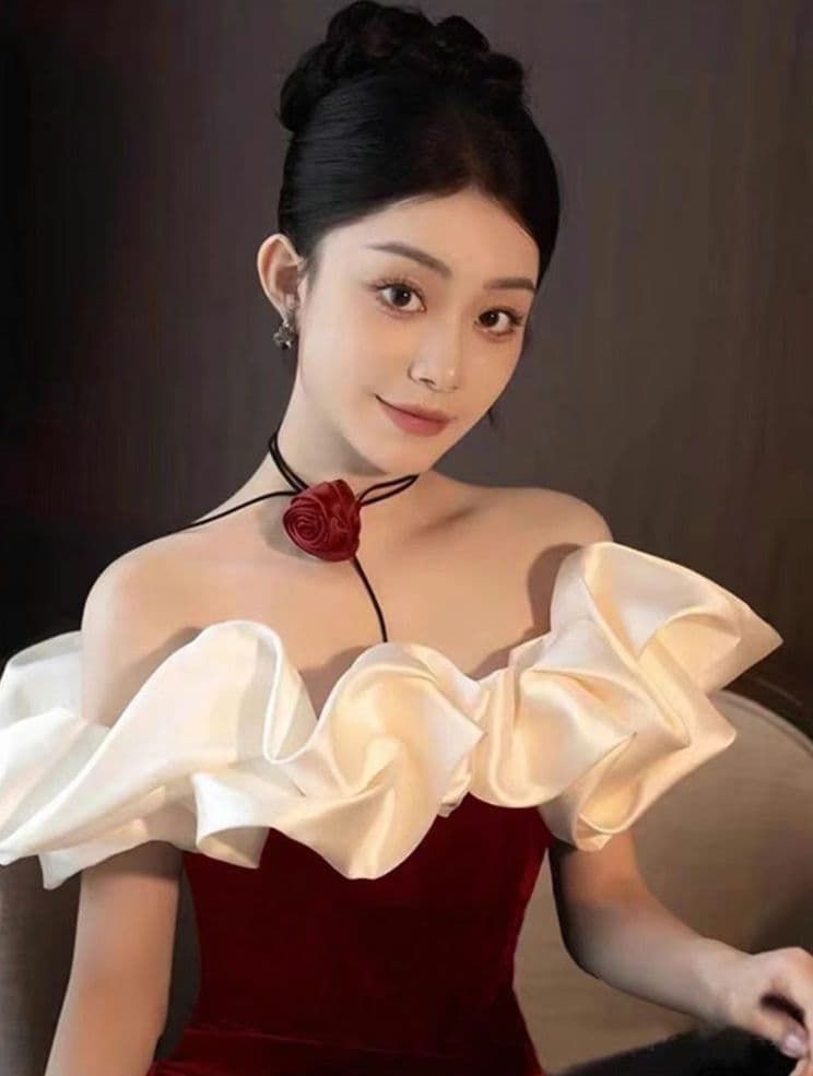 ボルドーレッドのマーメイドドレス ナイトドレス 大きいサイズ