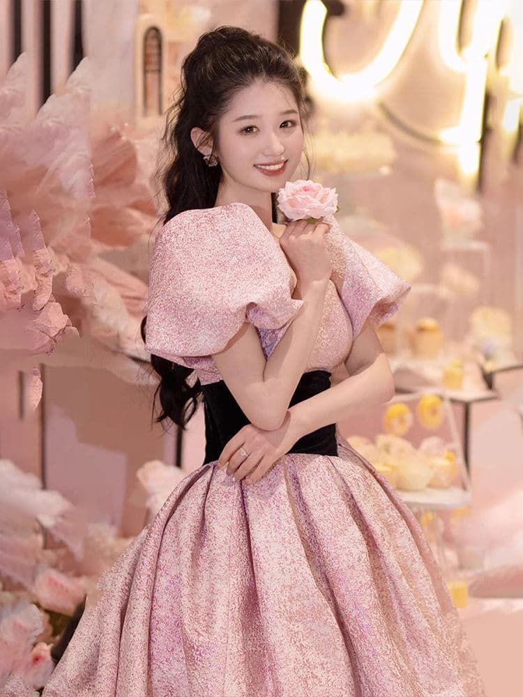 ロマンティックプリンセスドレス パフスリーブ ハイウエスト