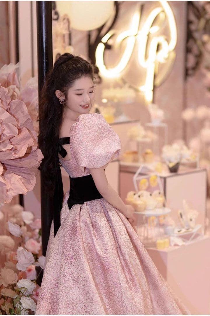 ロマンティックプリンセスドレス パフスリーブ ハイウエスト