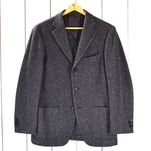 スーツカンパニー 英国製生地 3つボタン シングル ジャケット 165cm-6Drop M ダークグレー ヘリンボーン 本切羽 FT414J 5TJ047 メンズビジネス 202510