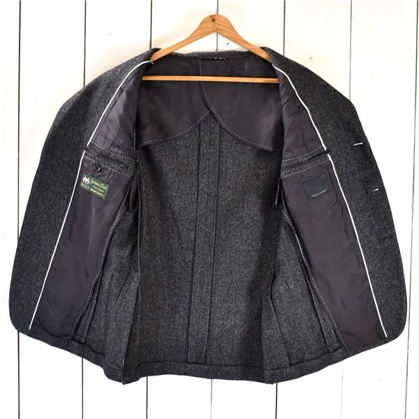 スーツカンパニー 英国製生地 3つボタン シングル ジャケット 165cm-6Drop M ダークグレー ヘリンボーン 本切羽 FT414J 5TJ047 メンズビジネス 202510