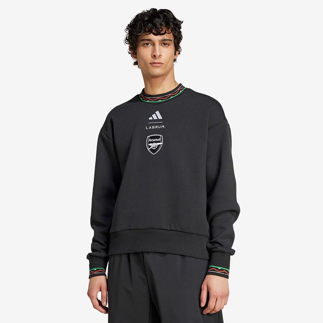 アディダス アーセナル LABRUM ダブルニット クルー スウェットシャツ サッカー 黒 ブラック 赤 レッド 緑 グリーン モデル 日本未発売