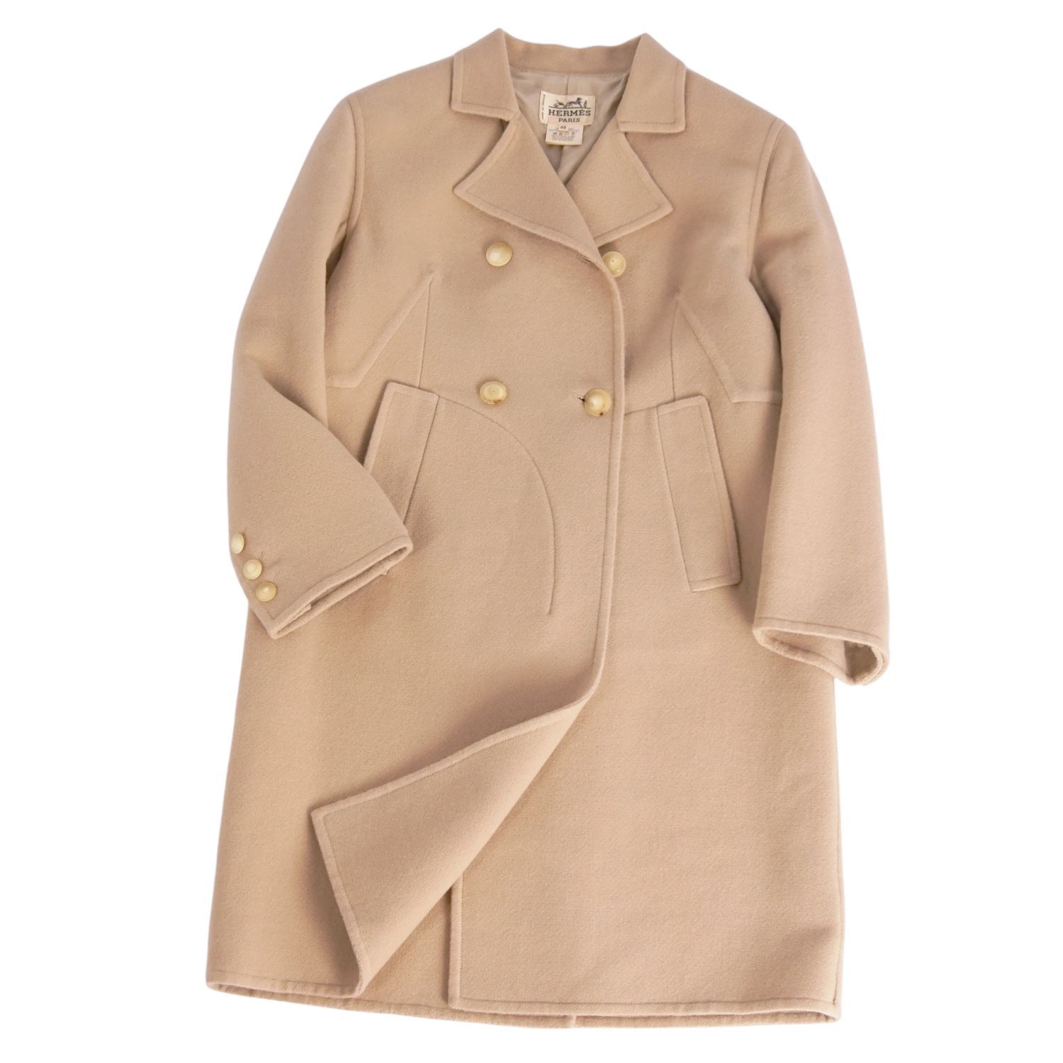 Vintage エルメス HERMES コート ロングコート ダブルブレス