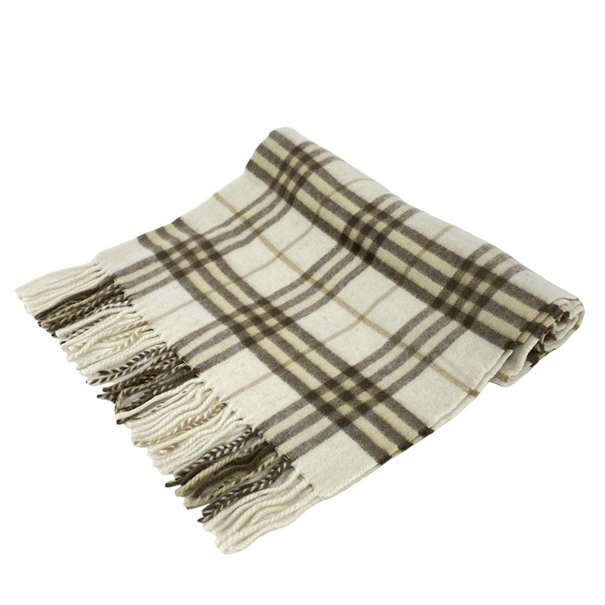 Burberry LONDON バーバリーロンドン マフラー - アイボリー×ブラウン×ベージュ チェック柄 カシミヤ