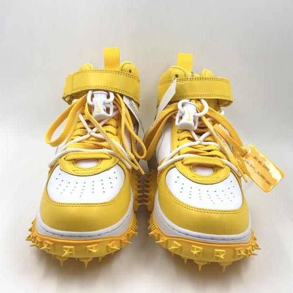 Off-WHITE × NIKE AIR FORCE 1 Mid Sp LTHR White and Varsity Maize 26.5㎝ DR 0500-101 オフホワイト×ナイキ 24