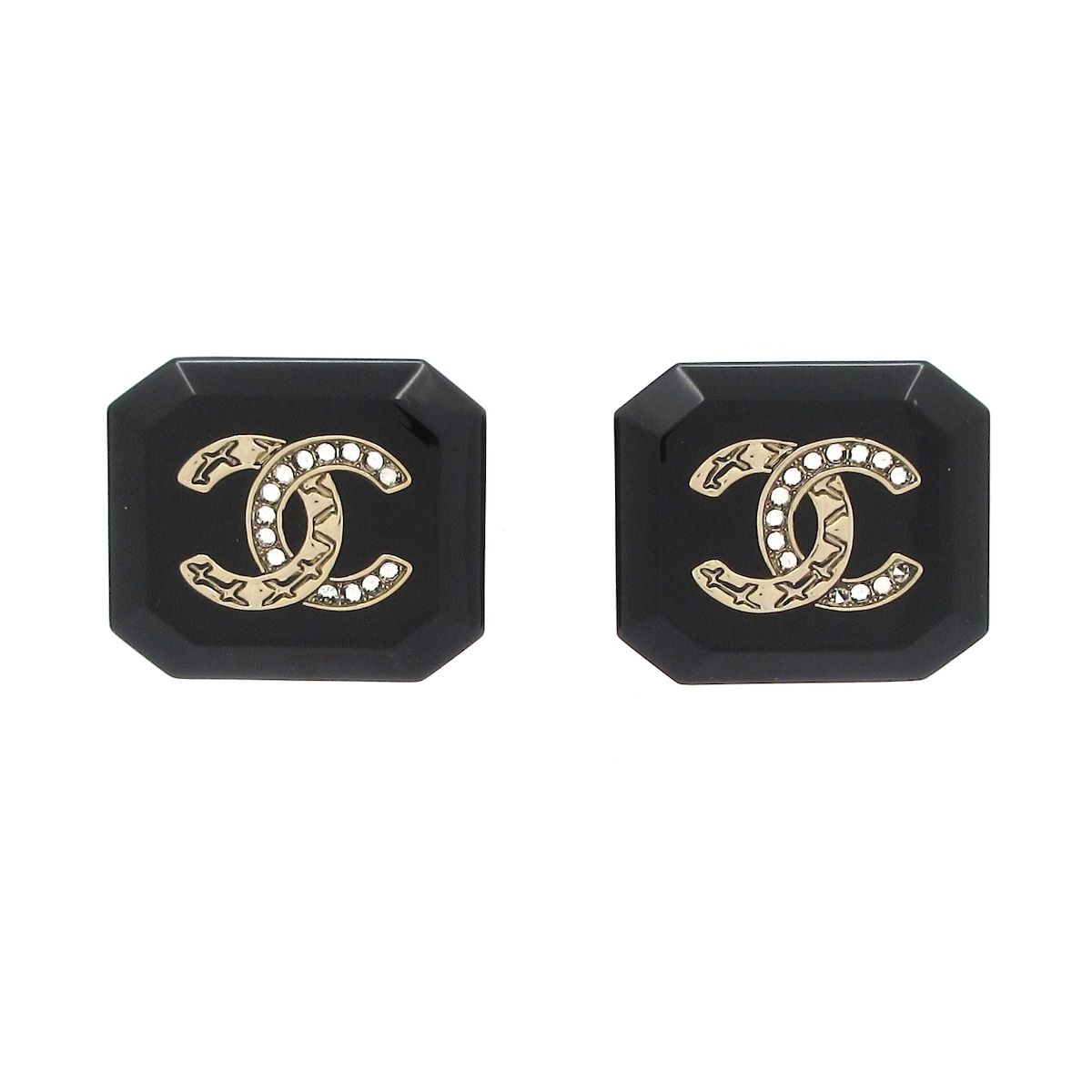 CHANEL シャネル ピアス ココマーク 黒×ゴールド×クリア