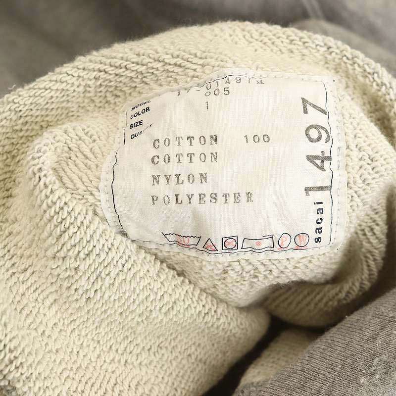 【中古】サカイ 切替プルオーバーパーカー スウェット カットソー 長袖 1 グレー イエロー ダークネイビー サカイ sacai 切替プルオーバーパーカー スウェット カットソー 長袖 1