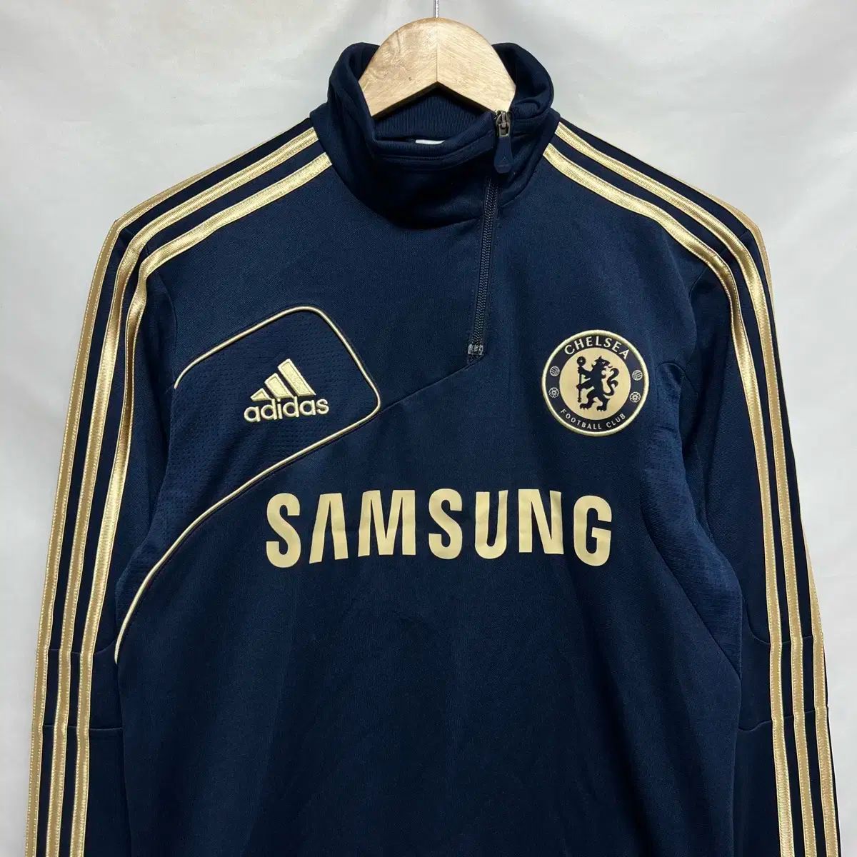 90 アディダス チェルシー 12-13 トレーナー GOLD ネイビー ドリルトップ ハーフジップ